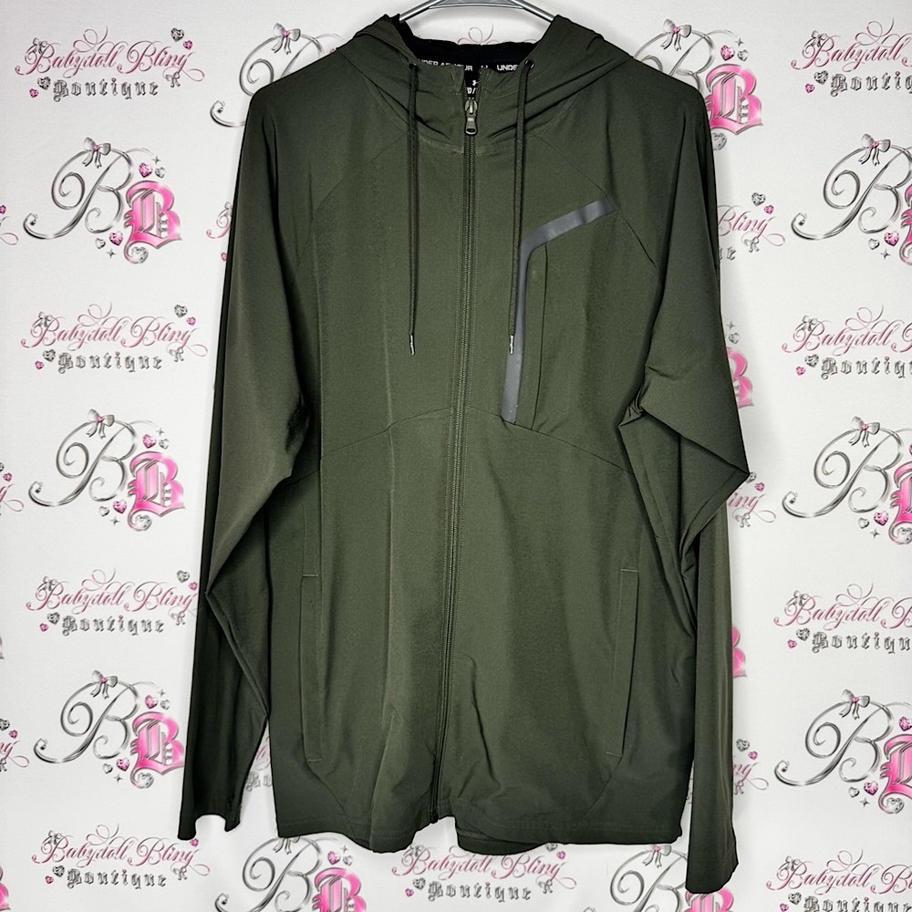 Under armour jacket coat lightweight army Men's Green Jacket zip up